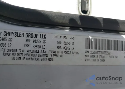 2011 Chrysler 300C z USA, uszkodzony, nr VIN 2C3CA6CT3BH559502